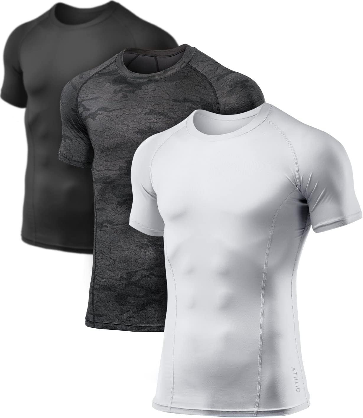 615BZWBTkL._AC_SL1418_.jpg Men's Cool Dry Short Compression Shirts, Sports Baselayer T-Shirts Tops, Athletic Workout Shirt - Image 1