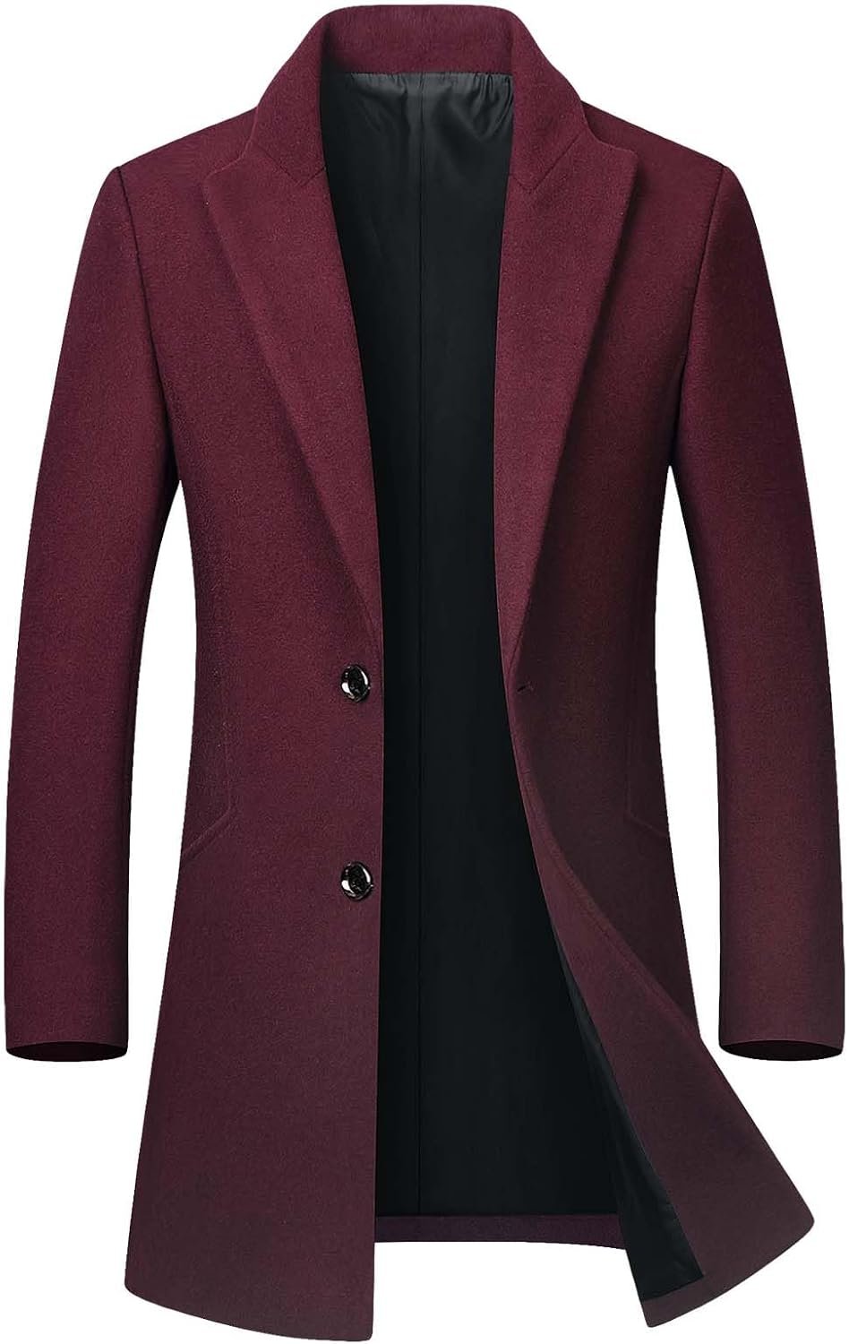 61bmj4fXowL._AC_SL1500_.jpg Men's Winter Coat Trench Overcoat Wool Blend Casual Single Breasted Mid-Long Pea Top Jacket - Image 1