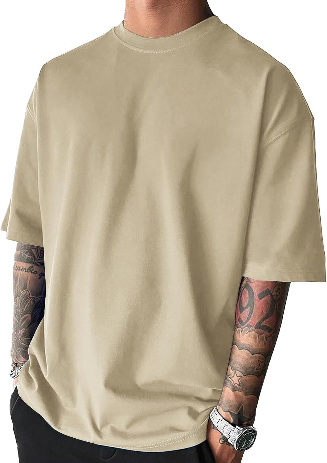 61maGtMB7rL._AC_SL1500_.jpg Men's Fashion Oversized Tshirts Workout Short T-Shirt Dry Fit Lightweight Crewneck Tee Tops - Image 1