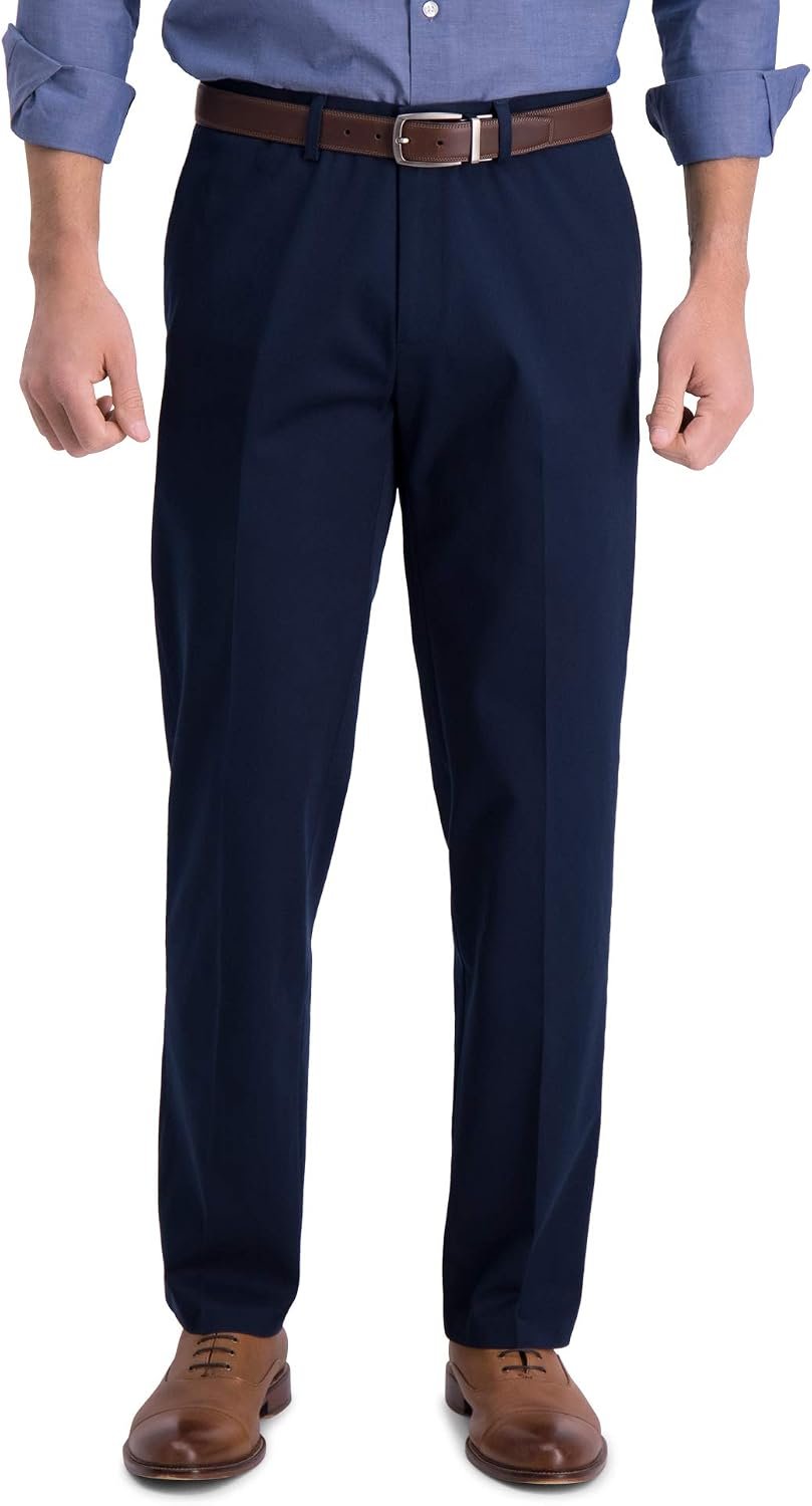 61xUk7Zr50L._AC_SL1500_.jpg Men's Iron Free Premium Khaki Straight Fit Flat Front Flex Waistband Casual Pant - Image 1