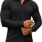 Men's Muscle Fit Dress Shirts Wrinkle-Free Long Sleeve Casual Button Down Shirts