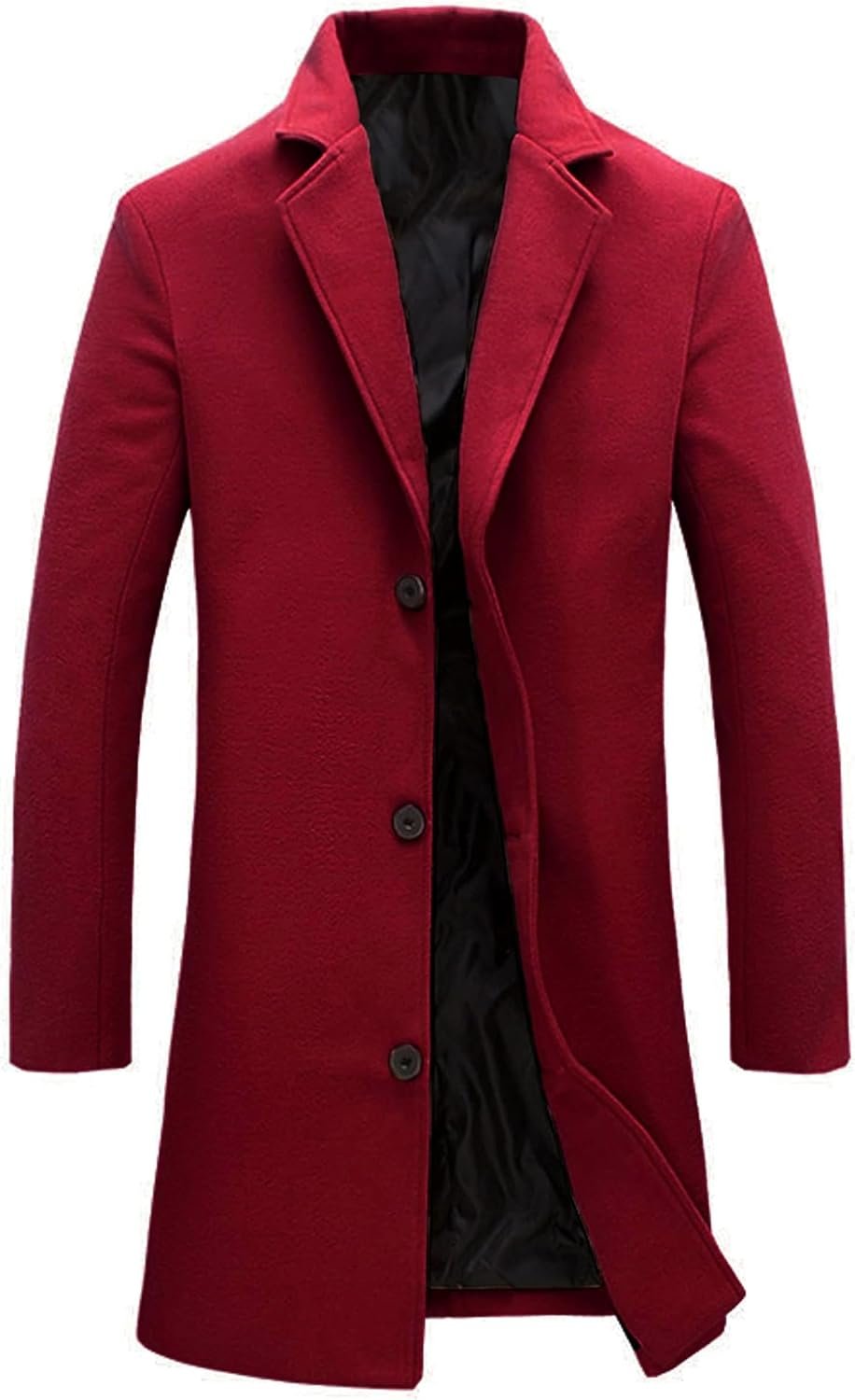 71nLaRJ8eYL._AC_SL1500_.jpg Men's Wool Blend Pea Coat Notched Collar Single Breasted Overcoat Warm Winter Trench Coat - Image 1