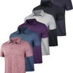 6 Pack Mens Polo Shirts Performance Short  Golf Shirt Moisture Wicking Athletic Casual Collared T-Shirt