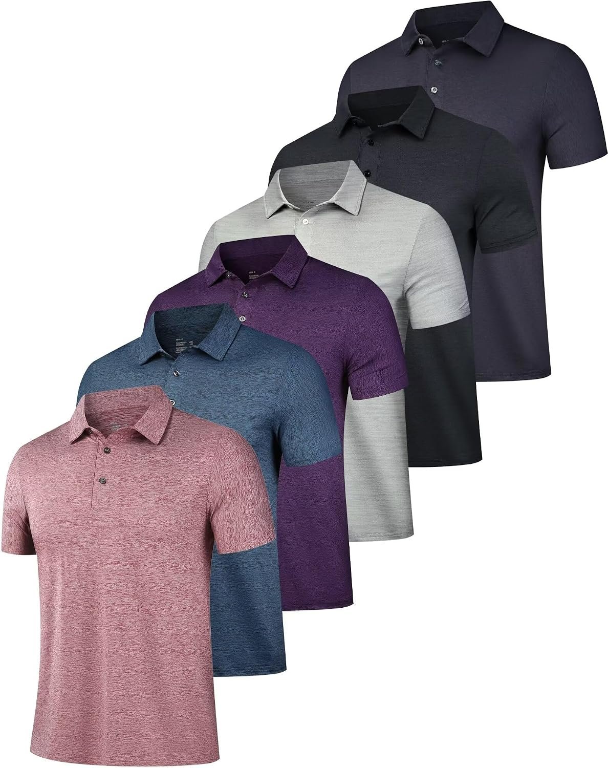 81Vq8RXt2dL._AC_SL1500_.jpg 6 Pack Mens Polo Shirts Performance Short Golf Shirt Moisture Wicking Athletic Casual Collared T-Shirt - Image 1