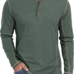 Men's Henley Shirts Long Sleeve Casual Classic Tee Cotton Button Henley  T-Shirts