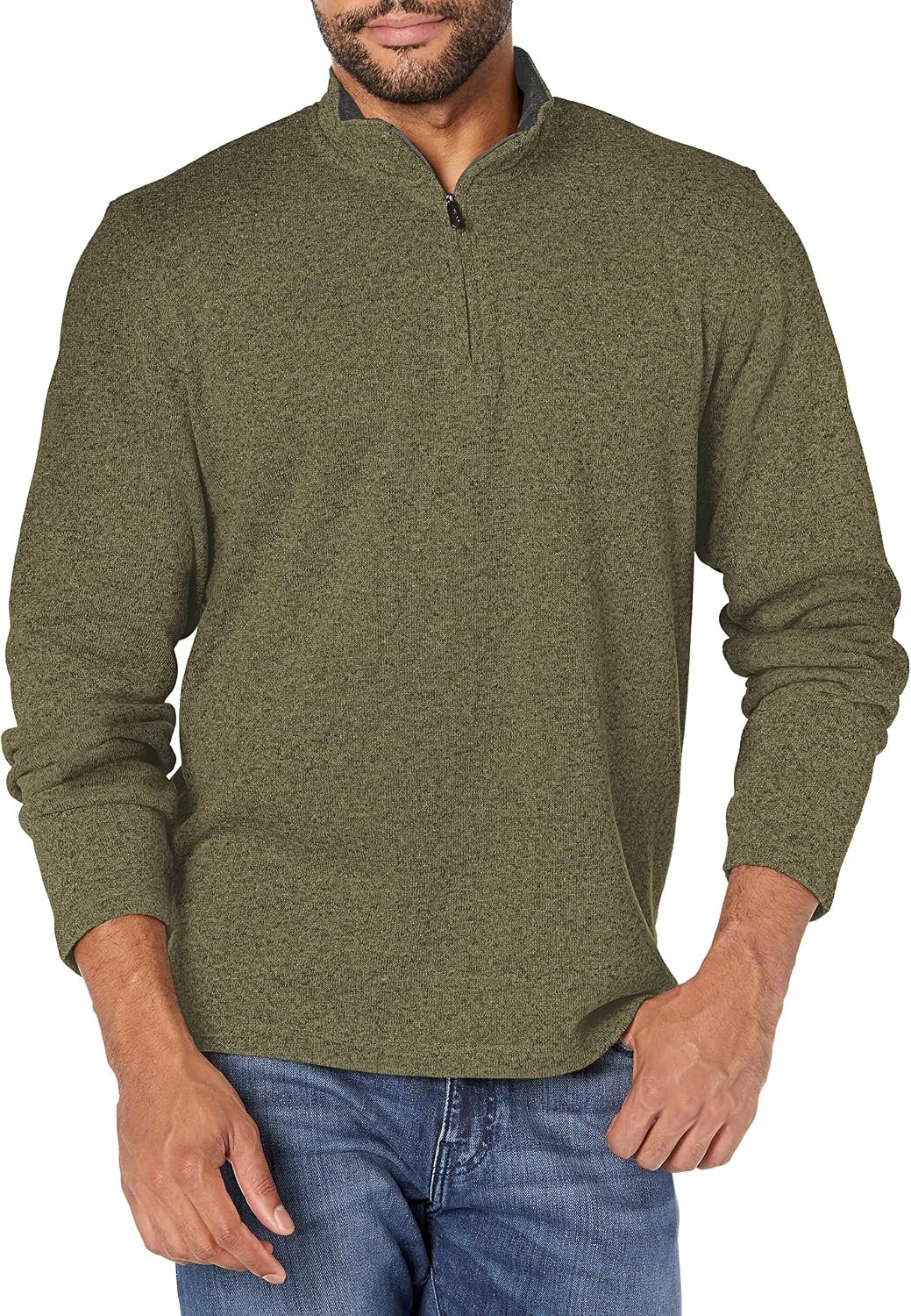 91QIqcFKDXL._AC_SL1500_.jpg Men's Long Sleeve Fleece Quarter-Zip Sweater - Image 1